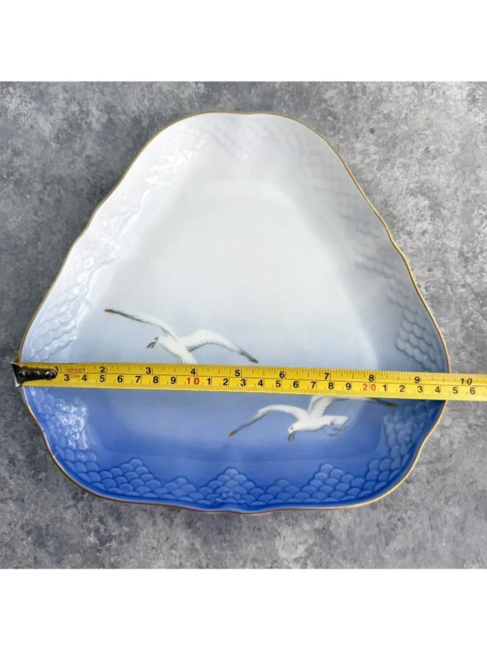 Bing & Grondahl Blue Seagull Triangular Bowl Platter Serving Dish Nautical Coast